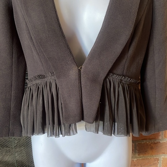 Free People Peplum Gray Tulle Embellished Blazer - Picture 3 of 7